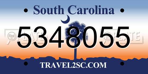 5348055 South Carolina License Plate