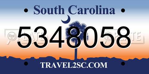 5348058 South Carolina License Plate