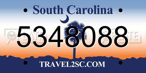 5348088 South Carolina License Plate