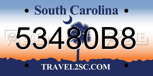 53480B8 South Carolina License Plate