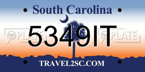 5349IT South Carolina License Plate