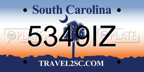5349IZ South Carolina License Plate
