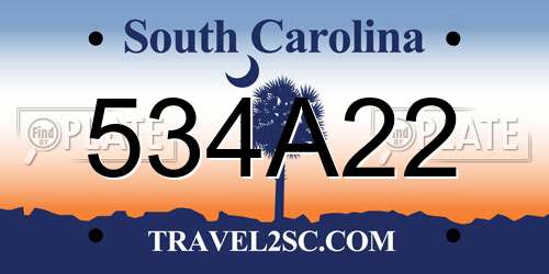534A22 South Carolina License Plate