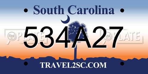 534A27 South Carolina License Plate
