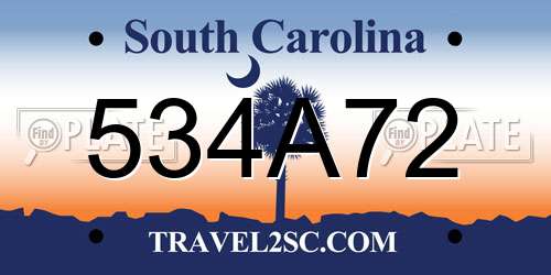 534A72 South Carolina License Plate