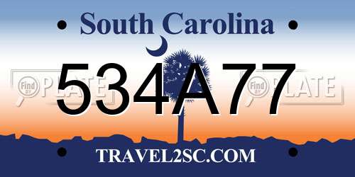 534A77 South Carolina License Plate