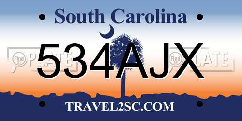 534AJX South Carolina License Plate