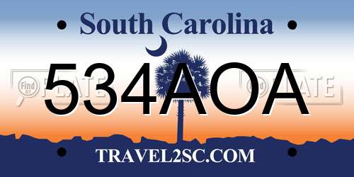534AOA South Carolina License Plate