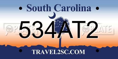 534AT2 South Carolina License Plate