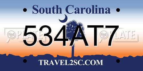 534AT7 South Carolina License Plate