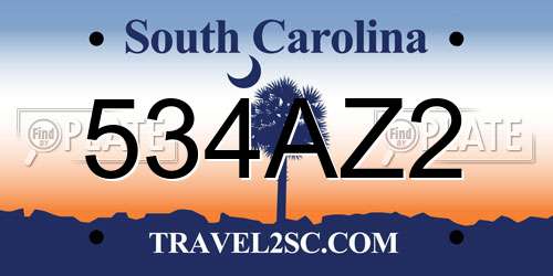 534AZ2 South Carolina License Plate