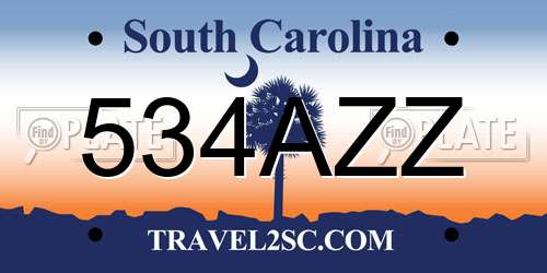534AZZ South Carolina License Plate
