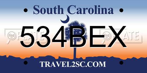 534BEX South Carolina License Plate