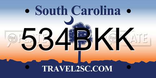 534BKK South Carolina License Plate