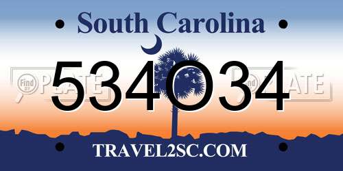534O34 South Carolina License Plate