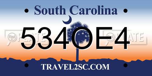 534OE4 South Carolina License Plate