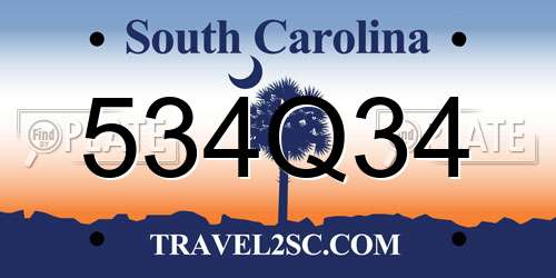 534Q34 South Carolina License Plate
