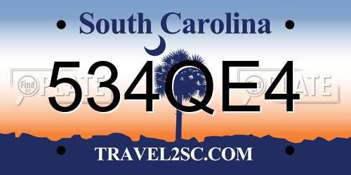 534QE4 South Carolina License Plate