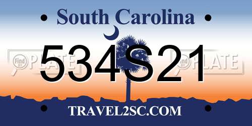534S21 South Carolina License Plate