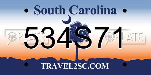 534S71 South Carolina License Plate