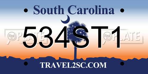 534ST1 South Carolina License Plate