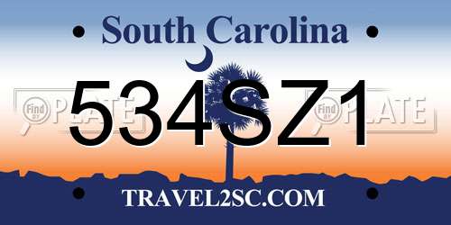 534SZ1 South Carolina License Plate