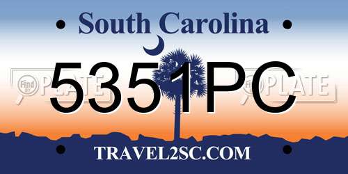 5351PC South Carolina License Plate