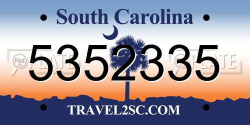 5352335 South Carolina License Plate
