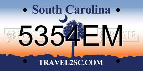 5354EM South Carolina License Plate