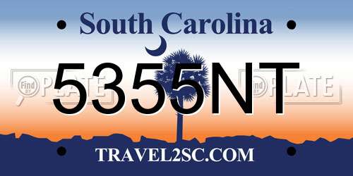 5355NT South Carolina License Plate
