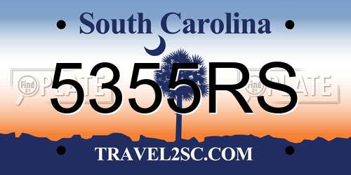 5355RS South Carolina License Plate