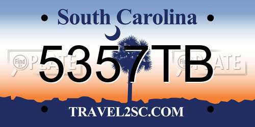 5357TB South Carolina License Plate