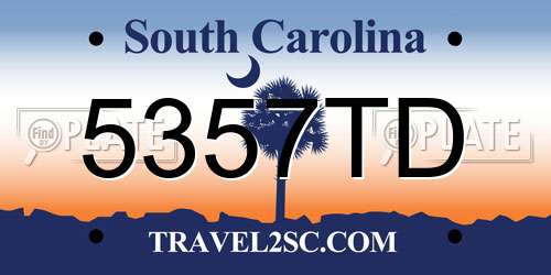 5357TD South Carolina License Plate