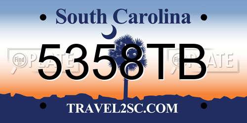 5358TB South Carolina License Plate