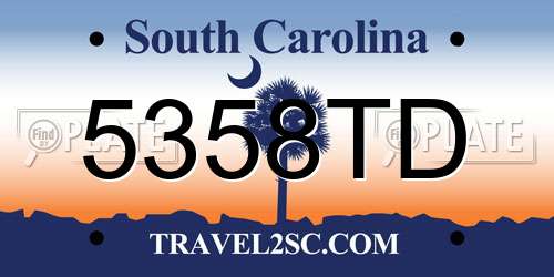 5358TD South Carolina License Plate