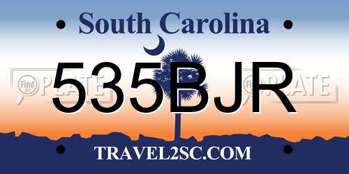 535BJR South Carolina License Plate