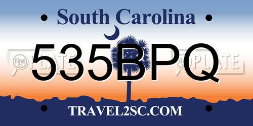 535BPQ South Carolina License Plate