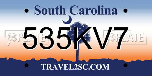 535KV7 South Carolina License Plate