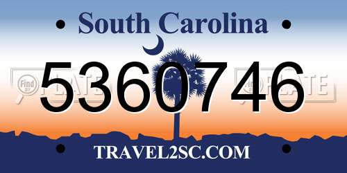 5360746 South Carolina License Plate