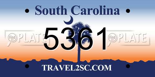 5361 South Carolina License Plate