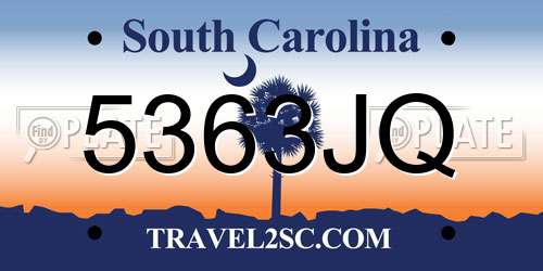 5363JQ South Carolina License Plate