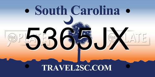 5365JX South Carolina License Plate