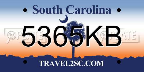 5365KB South Carolina License Plate
