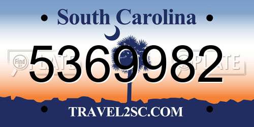 5369982 South Carolina License Plate