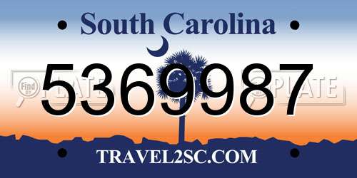 5369987 South Carolina License Plate