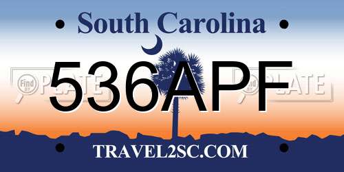 536APF South Carolina License Plate