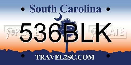 536BLK South Carolina License Plate