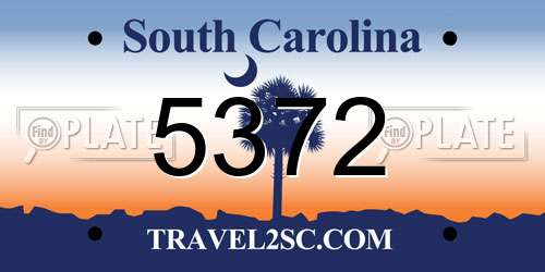 5372 South Carolina License Plate