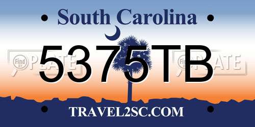5375TB South Carolina License Plate