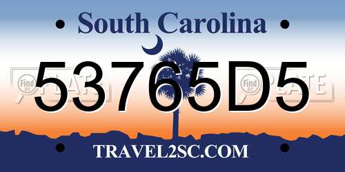 53765D5 South Carolina License Plate